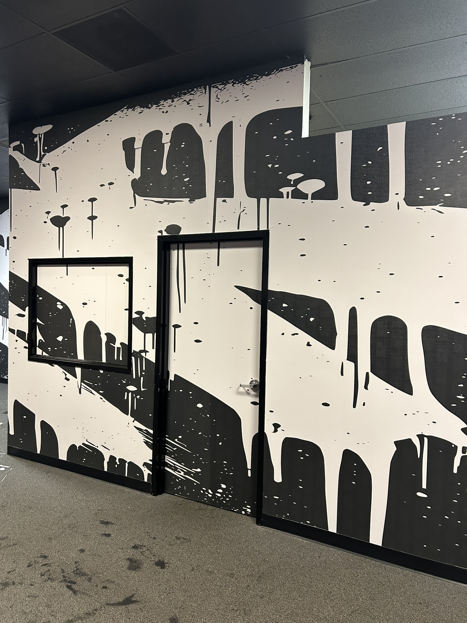Black and white graffiti wall wrap angle 2