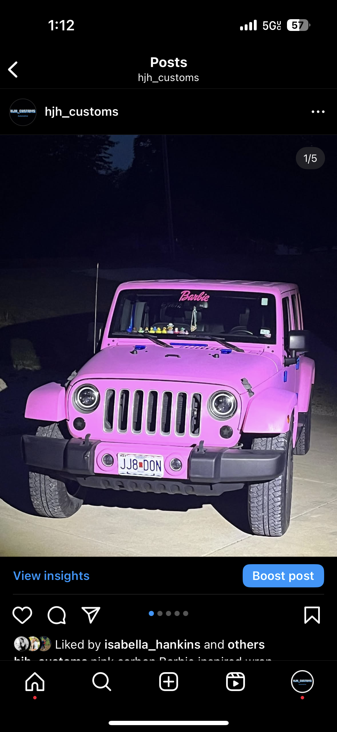 Pink Barbie Jeep Wrangler after wrap