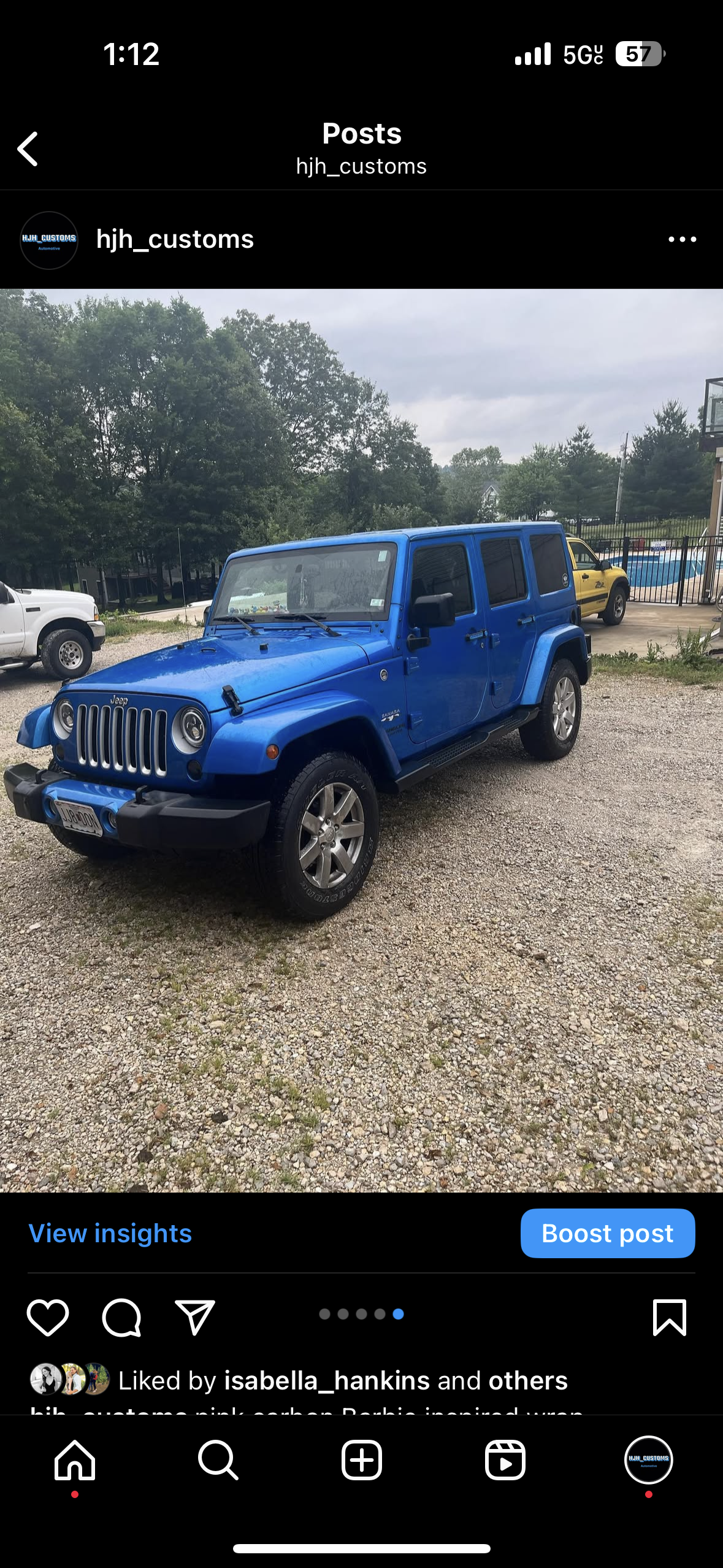 Blue Jeep Wrangler before wrap