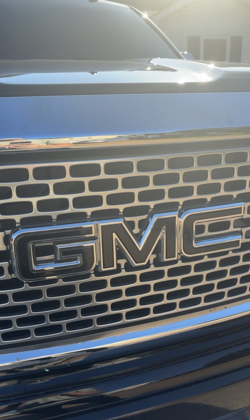 GMC chrome grille emblem before wrap